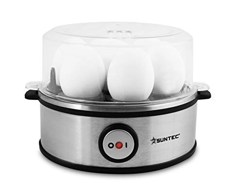 SUNTEC Eierkocher EGG-8564 design aus Edelstahl – Für 7 Eier – Härtegradeinstellung und Timer – Automatische Abschaltung – Klein und elektrisch – Set mit Messbecher & Schale für Rührei – 360 Watt von Suntec Wellness