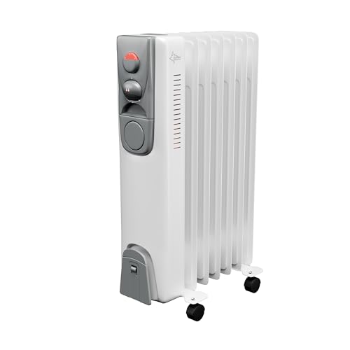 SUNTEC Ölradiator Heat Safe 1500 | elektrische Heizung mit Thermostat | max 1500 Watt | energiesparend und allergikerfreundlich mit 3 Heizstufen und 7 Rippen für Räume bis 19 qm | mit mobilen Rollen von Suntec Wellness