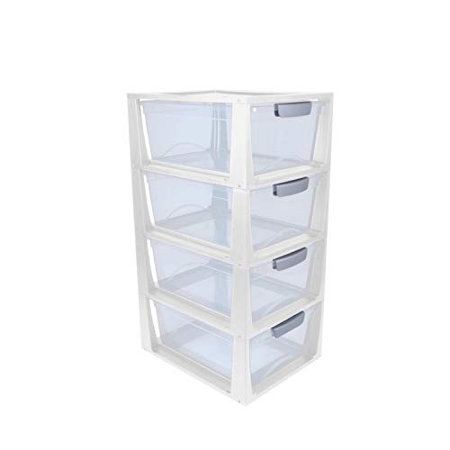 4x SUNWARE Omega Schubladen-Modul 11 Liter - transparent/weiß von SUNWARE perfectly organised