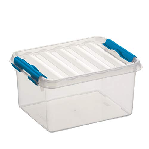 6x SUNWARE Q-Line Box - 2 Liter - 200 x 150 x 100mm - transparent/blau von Sunware