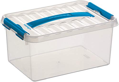 6x SUNWARE Q-Line Box - 6,0 Liter - 300 x 200 x 140mm - transparent/blau von Sunware