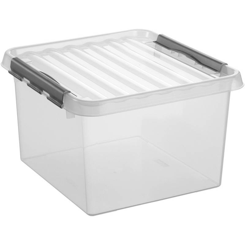 Sunware Aufbewahrungsbox Q-line 26L transparent metallfarbig 40 x 40 x 26 cm von Sunware