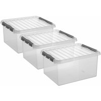 3 Stück Aufbewahrungsbox Q-Line 36L transparent mit Deckel Kunststoffbox von Sunware