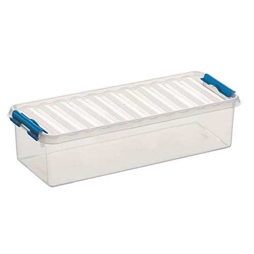 6X SUNWARE Q-Line Box - 3,5 Liter - 385 x 140 x 92 mm - transparent/blau von SUNWARE perfectly organised