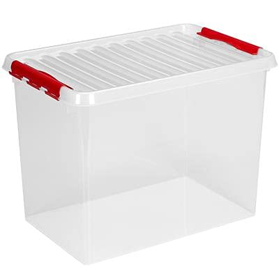 6X SUNWARE Q-Line Box - 62 Liter - 600 x 400 x 340mm - transparent/rot von SUNWARE perfectly organised