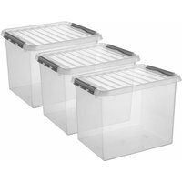 3 Stück Aufbewahrungsbox Q-Line 52L transparent mit Deckel Kunststoffbox 3er Set von Sunware