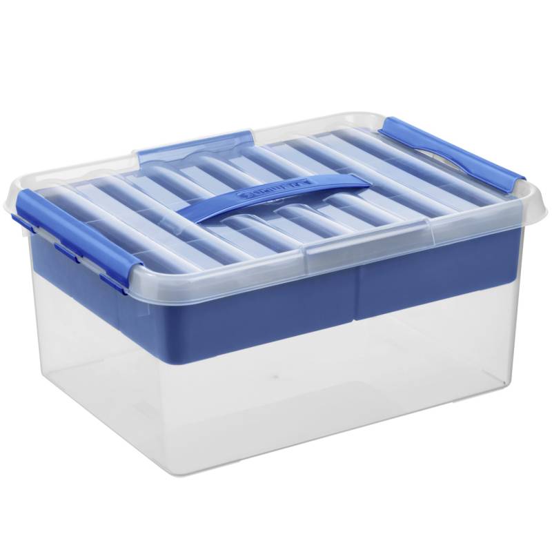 Sunware Aufbewahrungsbox Q-line mit Einsatz 15L transparent blau 40 x 30 x 18 cm von Sunware