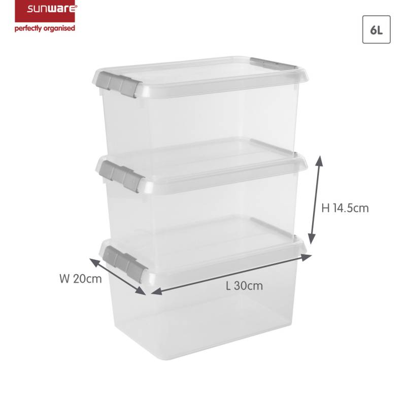 Sunware Comfort line Aufbewahrungsbox 3er-Set für 6L transparent metallfarbig von Sunware