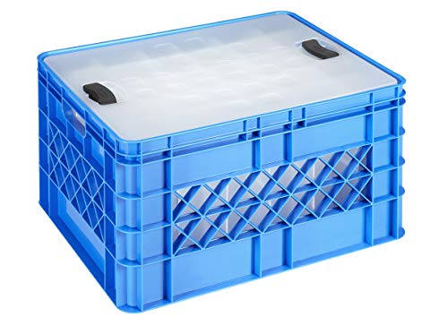 Sunware Square Gläserkiste - 52 Liter - Mit Deckel - für 60 Bier- oder Limonadegläser - Blau von SUNWARE perfectly organised
