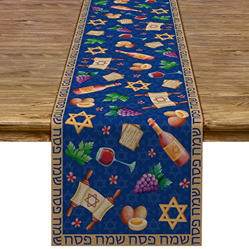 Tischläufer aus Leinen, Jüdische Feiertage, Pesash Seder, Dekoration, Zuhause, Küche, Esszimmer, Dekoration, 33 x 183 cm von Sunwer