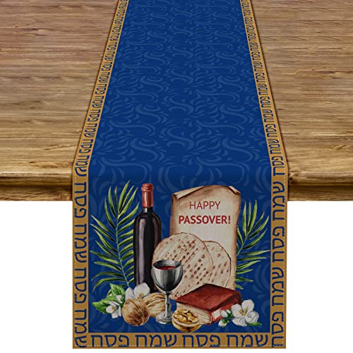 Tischläufer aus Leinen, jüdischer Pesach-Seder, Dekoration, Zuhause, Küche, Esszimmer, Dekoration, 33 x 183 cm von Sunwer