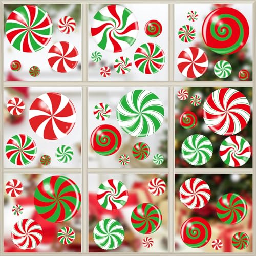 Candy Weihnachtsdeko Fensterbilder Weihnachten Wandtattoo Küche Aufkleber Weihnachtsdeko, Weihnachtsdeko Fenster Selbstklebend Wiederverwendbare PVC Static Fenster Aufkleber von Sunwuun