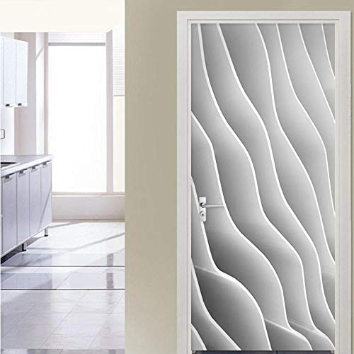 Moderne Abstrakte Linie Türaufkleber 3D Kreative Streifen Geometrische Tapete Wohnzimmer Tür Poster Pvc Selbstklebende Wandaufkleber,77X200Cm von Sunxciast