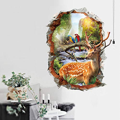 Sika Deer 3D Wandaufkleber Natur Landschaft Home Dekorative Aufkleber Gefälschte Fenster Landschaft Hintergrundbilder Tiere Home Decor von Sunxciast