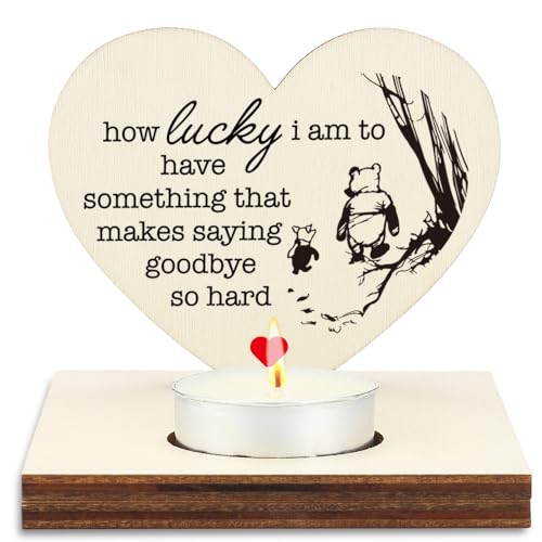 Teelichthalter aus Holz, herzförmig, Winnie Puuh, Trauergeschenk mit Zitat "How Lucky I Am to Have Something That Makes Saying Goodbye So Hard" Trauergeschenk SLZ14 Teelichthalter aus Holz, herzförmig, Winnie Puuh, Trauergeschenk mit Zitat "How Lucky I Am to Have Something That Makes Saying Goodbye So Hard" Trauergeschenk SLZ14 von SunyJone