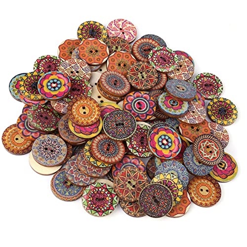Sunydog 100pcs Gemischtes Muster Vintage Holzknöpfe, Löcher Nähen Handwerk Dekoratives Vintage -Design Sunydog 100pcs Gemischtes Muster Vintage Holzknöpfe, Löcher Nähen Handwerk Dekoratives Vintage -Design von Sunydog
