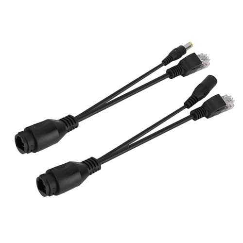Sunydog 12 V 12 V über Ethernet Passive Poe Splitter Adapter -Kabel -Überwachungskameras, Einfache Installation (Schwarz) von Sunydog