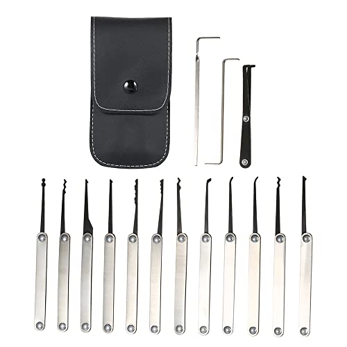Sunydog 15 STÜCKE Lock Picking Set,Lock Pick,Edelstahl Lock Kit Praxis Training Lock Tool für Schlosser Anfänger und Profis von Sunydog