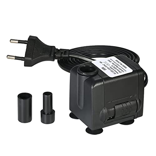 Sunydog 450L / H 6W Tauchwasserpumpe für Aquarium Tabletop Brunnen Teich Wasser Gärten und Hydroponik Systeme mit 2 Düsen AC220-240V von Sunydog