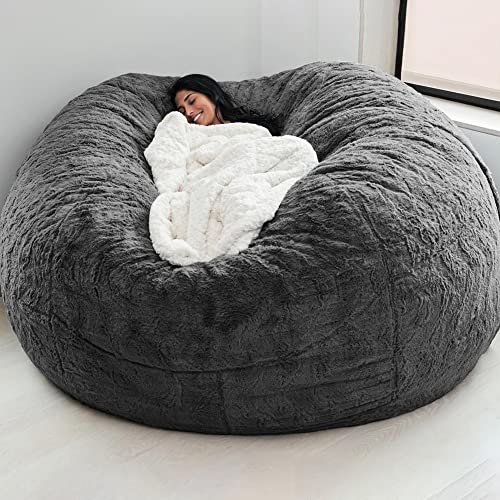 Sunydog Bean Bag Chair Cover,Startseite Schwamm Bett Sitzsack Stuhlbezug Schonbezug Doppelschlafzimmer Balkon Große Couch Runder weicher Flauschiger Bezug Keine Füllungen Nur Bezug von Sunydog