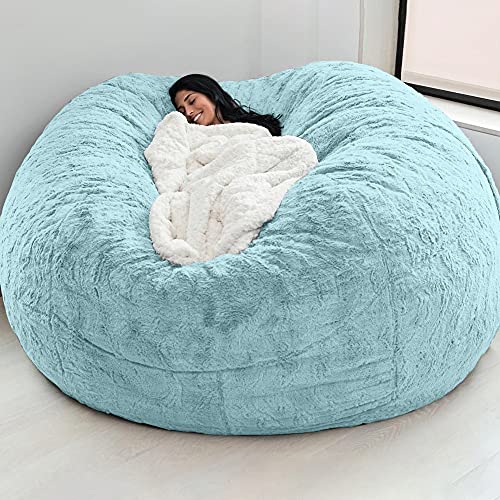 Sunydog Bean Bag Chair Cover,Startseite Schwamm Bett Sitzsack Stuhlbezug Schonbezug Doppelschlafzimmer Balkon Große Couch Runder weicher flauschiger Bezug Keine Füllungen Nur Bezug von Sunydog