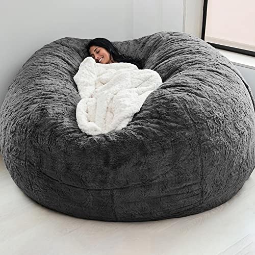 Sunydog Bean Bag Chair Cover,Startseite Schwamm Bett Sitzsack Stuhlbezug Schonbezug Doppelschlafzimmer Balkon Große Couch Runder weicher flauschiger Bezug Keine Füllungen Nur Bezug von Sunydog