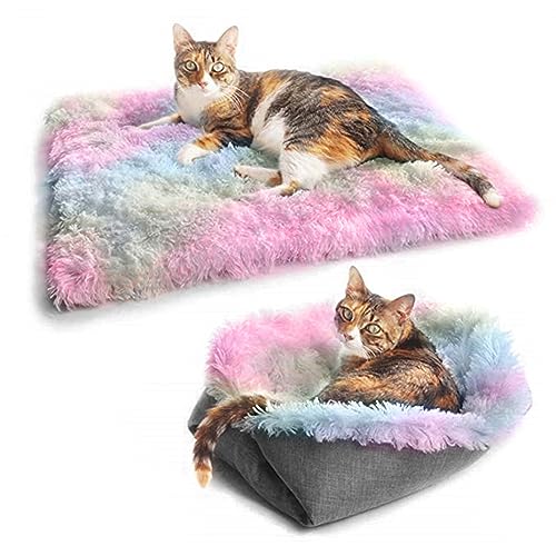 Sunydog Katzendecke, Haustierdecke, Katzenbett Waschbar Katzenkissen, 2-in-1 Katzendecken für Hauskatzen, Wärmendes, Bequemes Katzenbett Deckenkissen für Kleine Hunde und Katzen (Bunt) von Sunydog