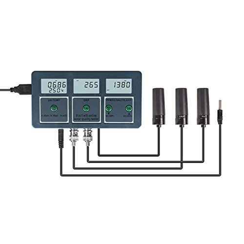 Sunydog Neues professionelles 8-in-1-Multiparameter-Wasserprüfgerät Digitaler LCD-Multifunktions-Wasserqualitätsmonitor PH/EC/TDS/SALT/SG/CF/ORP/Temperatur-Multiparameter-Wasserqualitätstester von Sunydog