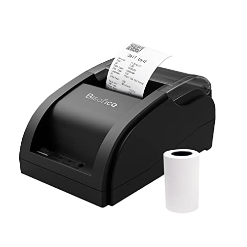 Sunydog Thermo-Belegdrucker für den Schreibtisch, 58 mm, kabelloser Barcode-Drucker, USB- und BT-Anschlüsse mit 1 Rolle Papier im Inneren, unterstützt ESC-Befehl, Cashbox-Verbindung, kompatibel mit von Sunydog