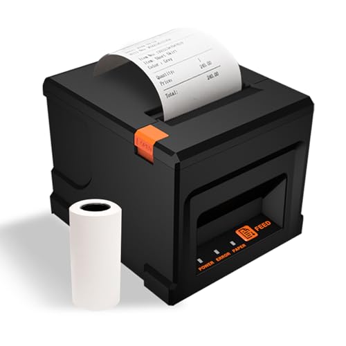 Sunydog Thermodrucker für Belege, 80 mm USB + BT Quittungsdrucker POS-Drucker mit automatischem Cutter, kompatibel mit ESC/POS-Unterstützung für Versand Geschäft Restaurant Supermarkt von Sunydog