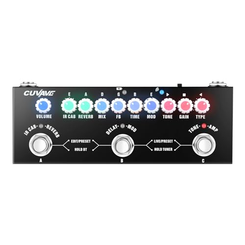 Sunydog Tragbares multifunktionales E-Gitarren-Kombinationseffektpedal mit kabelloser Musikwiedergabe, Telefonaufnahme, Audio-Typ-C-Schnittstellenfunktion von Sunydog