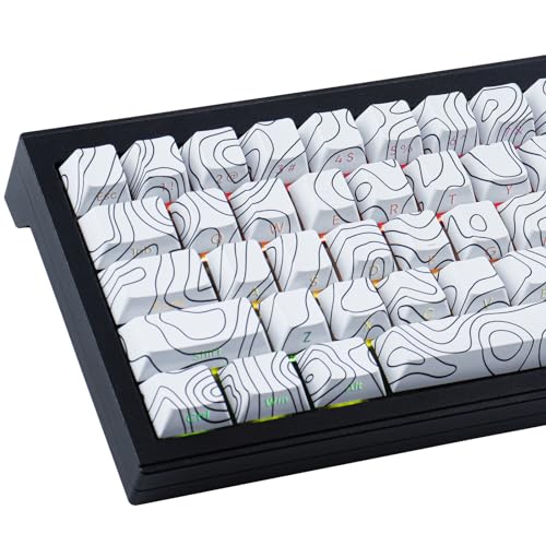 Sunzit Custom Keycaps 135 Tasten PBT Keycap Set, Cherry Profile Topographic Keycaps für Cherry MX Switches ISO/ANSI UK Layout Mechanische Gaming Tastatur von Sunzit