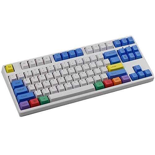 Sunzit Tastenkappen, 87 Tasten PBT Tastenkappe Dicke Weiße Kreide Keycap Key Set Top Gravierte Tastenkappen für Schalter MX Cherry Mechanische Tastatur von Sunzit