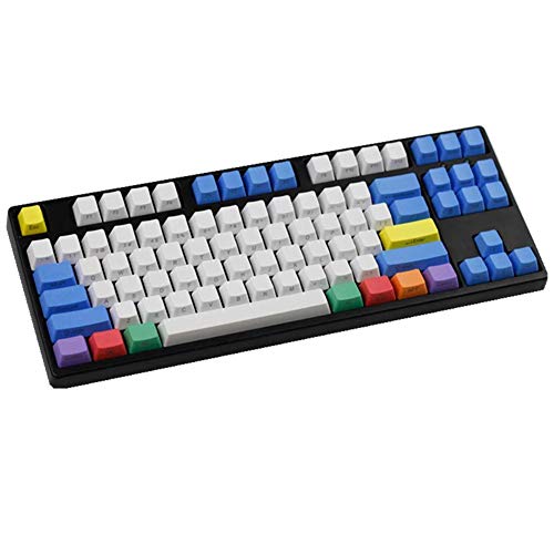 Sunzit Tastenkappen, 87 Tasten, PBT-Tastenkappe, dick, weiß, Kreide-Tastenkappen, Tastenkappen-Set, seitliche Gravur-Tastenkappen für Schalter, MX Cherry mechanische Tastatur von Sunzit