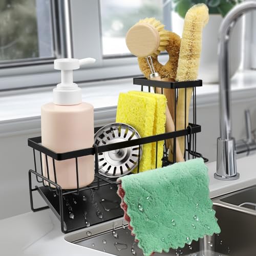 Suofuolef Spülbecken Organizer, Schwarz Edelstahl Küchen Handtuchhalte Schwammhalter Organizer, Spülbecken Caddy Organizer Suofuolef Spülbecken Organizer, Schwarz Edelstahl Küchen Handtuchhalte Schwammhalter Organizer, Spülbecken Caddy Organizer von Suofuolef
