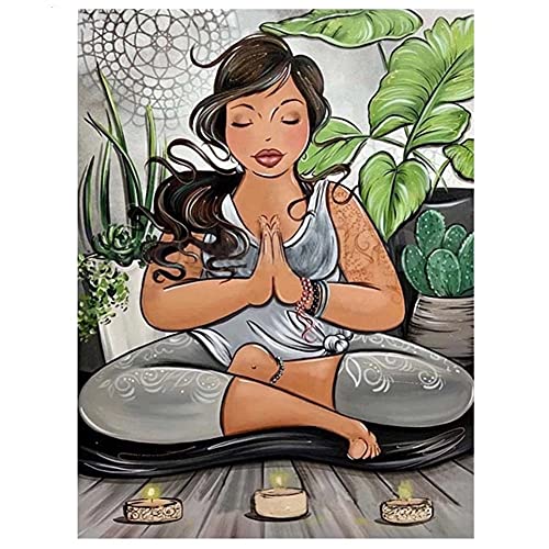 Diamond Painting Bilder für Erwachsene/Kinder, Fette Dame Yoga DIY 5D Diamond Painting Kit Vollbohrer Strass Stickerei Mosaik Gemälde Kunst handwerk für Wohnwanddekor Geschenk Square Drill,50x70cm von Suoha