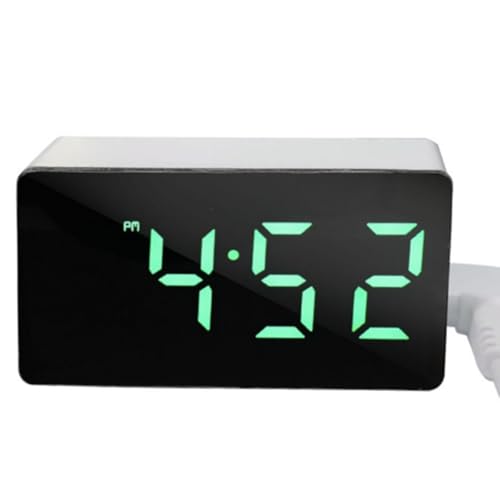 Suoumwa 12/24h Digitale LED-Takt mit Temperaturtemperatur Datum 3 Alarme Power-Off-Speicher USB-Tischuhr Immer im Nachtmodus Grün von Suoumwa