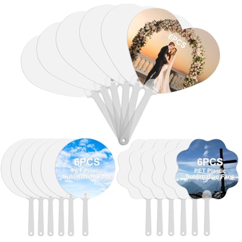 Suoumwa 18 PCs Sublimation Handfans Leer für Kirchenpartys Abschlussfeier Gefälligkeiten von Suoumwa