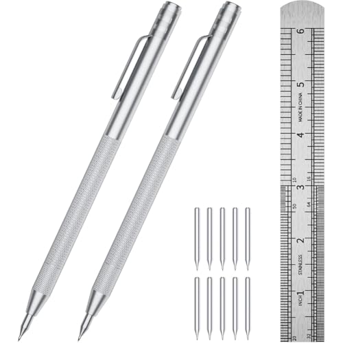 Suoumwa 2er-Pack Anreißnadel Aus Wolframkarbid, Anreißwerkzeuggriff und Magnet Aus Metall, Gravierstift für Glas/Keramik/Metallblech von Suoumwa
