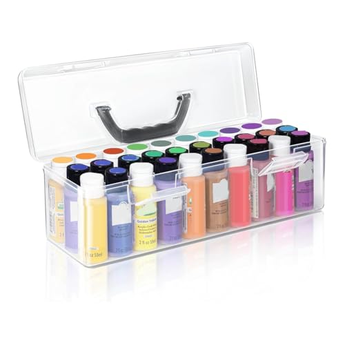 Suoumwa Aufbewahrungsbox für Acrylfarben, 30 Flaschen, 2.7 Liter, Transparent, Faltbar von Suoumwa