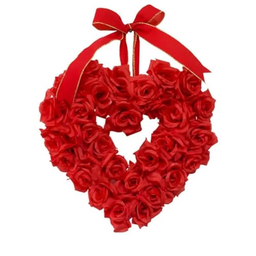 Suoumwa Blumengirlande Baumelnd Valentinstag Dekoration 40cm Schöne Rote Blumengirlande mit Fliege Dekoration für Den Eingang von Suoumwa