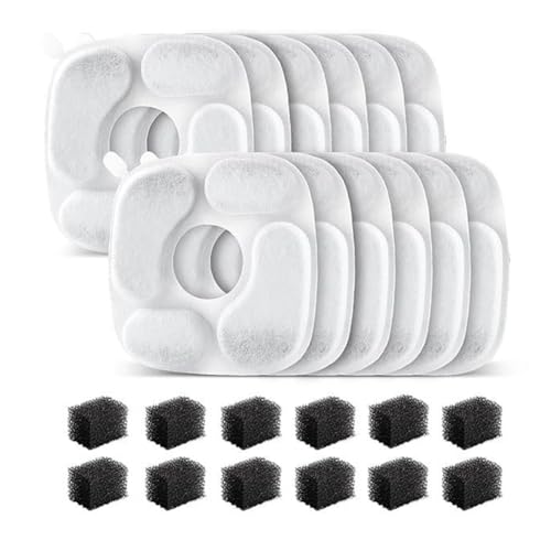 Suoumwa Cat Water Fountain Filter Pre-Filter-Schwämme für 95 Unzen/2,8 L Pet Fountain Automatic Pet Water Fountain Filter 12+12 von Suoumwa