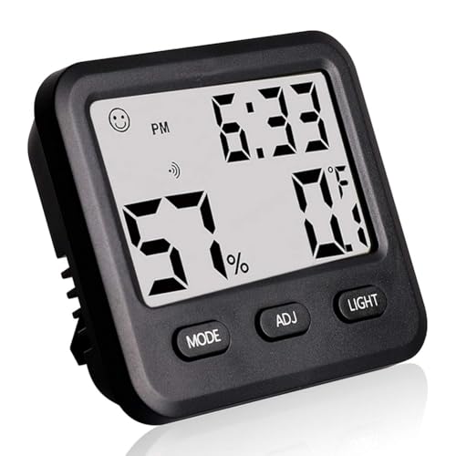 Suoumwa Digitalhygrometer Innenthermometer, Temperaturfeuchtigkeitsanzeige mit Schreibtischuhren für das Gewächshaus zu Hause für Schlafzimmerbüro Suoumwa Digitalhygrometer Innenthermometer, Temperaturfeuchtigkeitsanzeige mit Schreibtischuhren für das Gewächshaus zu Hause für Schlafzimmerbüro von Suoumwa