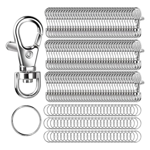 Suoumwa Drehbare Karabinerhaken und Schlüsselringe Aus Metall, 120 Stück Kleine Karabiner-Schlüsselanhängerverschlüsse und 120 Stück Schlüsselanhängerringe, 240 Stück von Suoumwa