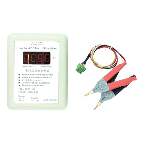 Suoumwa Handheld DC Milliohmmeter Niederwiderstandstester Messgerät Vierleiter Kelvinmessung Wiederaufladbar 20R 1-1999mΩ Großer Clip von Suoumwa