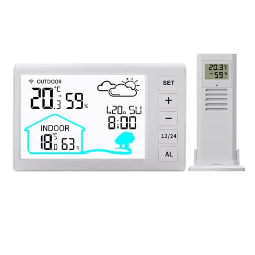 Suoumwa Innen- und Außenthermometer Hygrometer Kabellose Wetterstation Heim-Wettervorhersageuhr Wetterstationen von Suoumwa