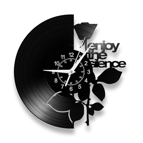 Suoumwa Leise Quarz-Wanduhr - Vinyl-Schallplatten-Design mit Inspirierenden Songtexten und -Artwork, Perfekt für Musikstudios von Suoumwa