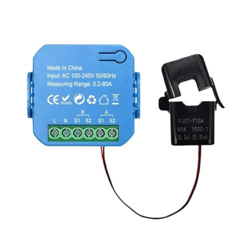 Suoumwa Tuya WIFI Smart Energiezähler Bidirektional mit Transformatorklemme App Monitor Leistung 80A Unterstützt Alarm 1 Kanal-1CT von Suoumwa