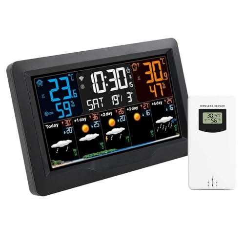 Suoumwa Tuya WiFi Smart Wetterstation Temperatur Feuchtigkeitsmesser Wettervorhersage Indoor Outdoor Wetter EU Stecker von Suoumwa