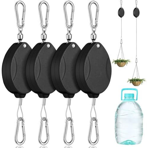 Suoumwa Versenkbares Anlagenkleiderrollscheibensystem 4-Pack-Verstellhekten für Hängende Pflanzen, die für Gartenkörbe Arbeiten von Suoumwa